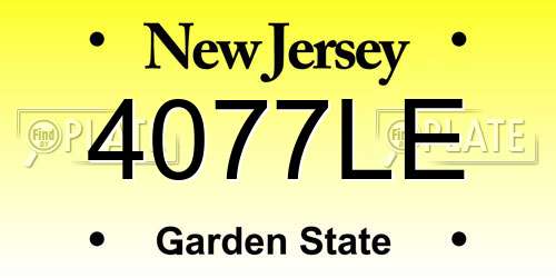 4077LE New Jersey License Plate