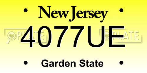 4077UE New Jersey License Plate