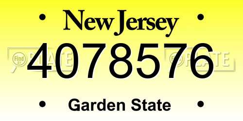 4078576 New Jersey License Plate