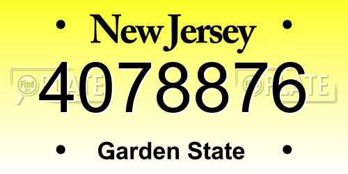 4078876 New Jersey License Plate