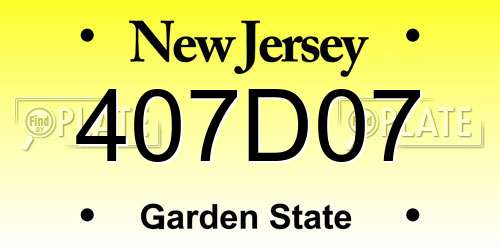 407D07 New Jersey License Plate