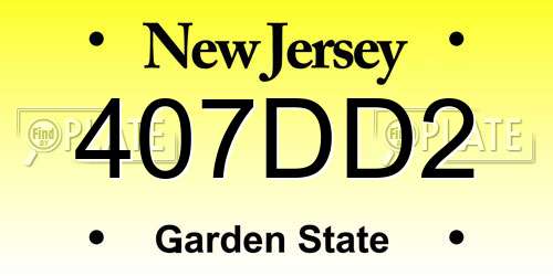 407DD2 New Jersey License Plate