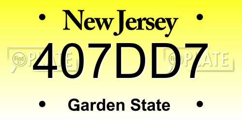 407DD7 New Jersey License Plate
