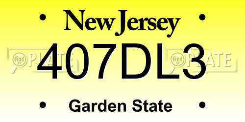 407DL3 New Jersey License Plate