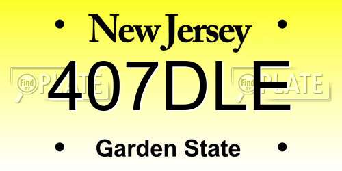 407DLE New Jersey License Plate