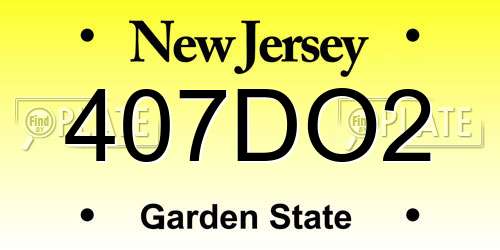 407DO2 New Jersey License Plate