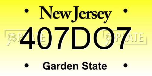 407DO7 New Jersey License Plate
