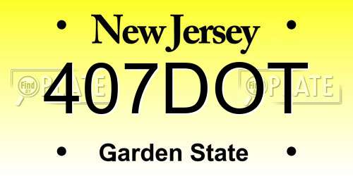 407DOT New Jersey License Plate