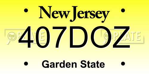 407DOZ New Jersey License Plate
