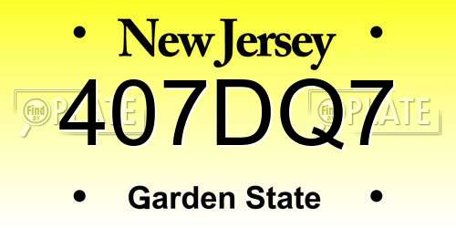 407DQ7 New Jersey License Plate