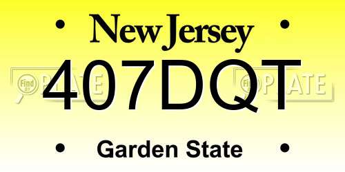 407DQT New Jersey License Plate