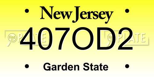 407OD2 New Jersey License Plate
