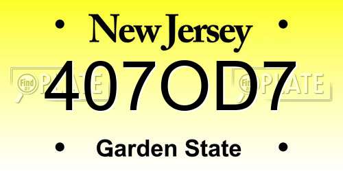 407OD7 New Jersey License Plate