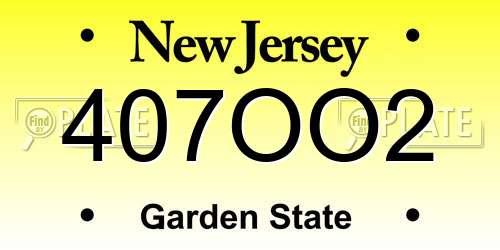 407OO2 New Jersey License Plate