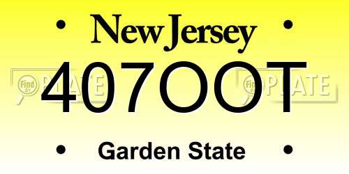 407OOT New Jersey License Plate