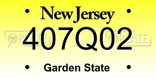 407Q02 New Jersey License Plate