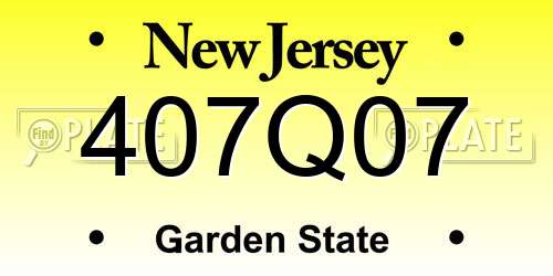 407Q07 New Jersey License Plate