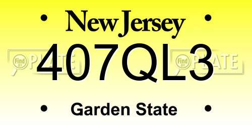 407QL3 New Jersey License Plate