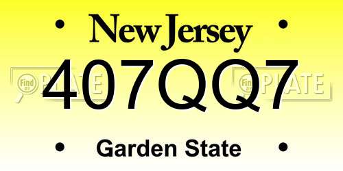 407QQ7 New Jersey License Plate
