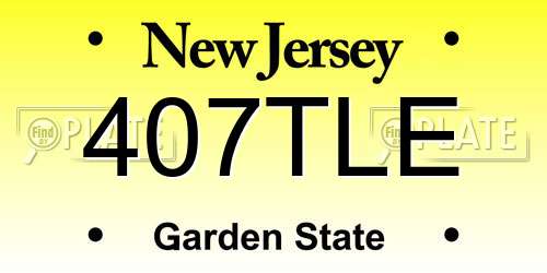 407TLE New Jersey License Plate