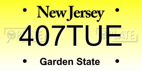 407TUE New Jersey License Plate