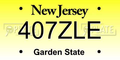 407ZLE New Jersey License Plate