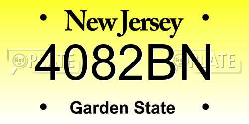 4082BN New Jersey License Plate