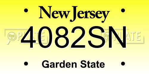 4082SN New Jersey License Plate