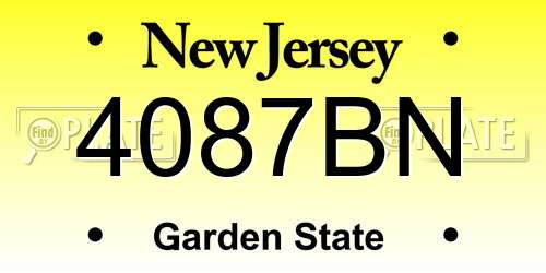 4087BN New Jersey License Plate