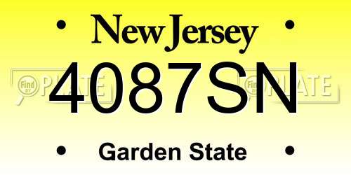 4087SN New Jersey License Plate