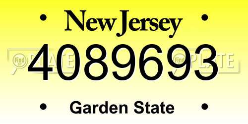 4089693 New Jersey License Plate