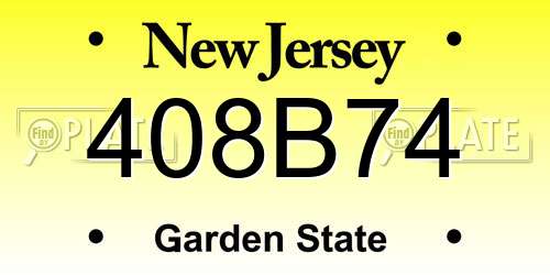 408B74 New Jersey License Plate