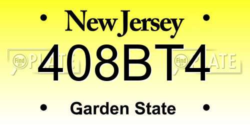408BT4 New Jersey License Plate