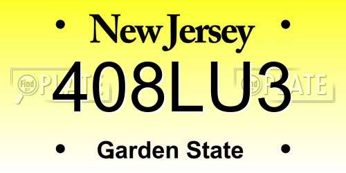 408LU3 New Jersey License Plate