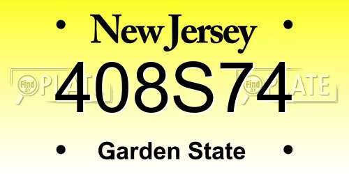 408S74 New Jersey License Plate