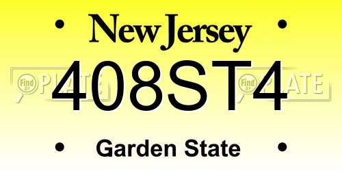 408ST4 New Jersey License Plate