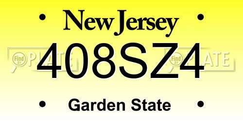 408SZ4 New Jersey License Plate