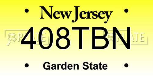 408TBN New Jersey License Plate