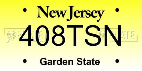 408TSN New Jersey License Plate