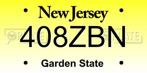 408ZBN New Jersey License Plate