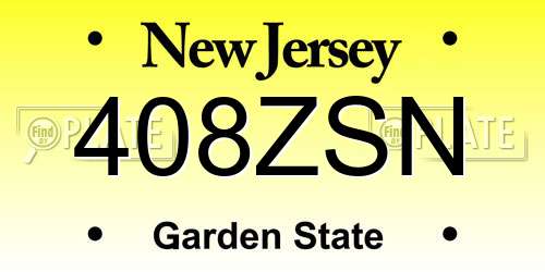 408ZSN New Jersey License Plate