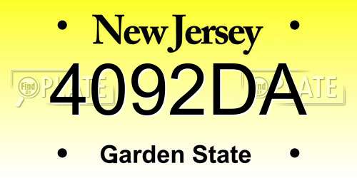 4092DA New Jersey License Plate