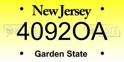 4092OA New Jersey License Plate