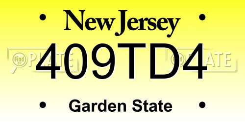 409TD4 New Jersey License Plate