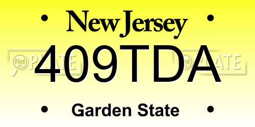 409TDA New Jersey License Plate