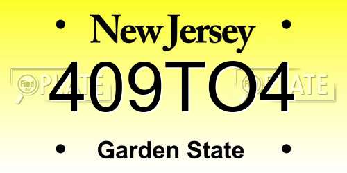 409TO4 New Jersey License Plate