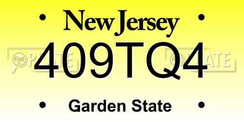 409TQ4 New Jersey License Plate