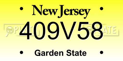 409V58 New Jersey License Plate