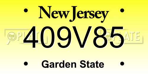 409V85 New Jersey License Plate