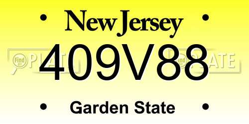 409V88 New Jersey License Plate